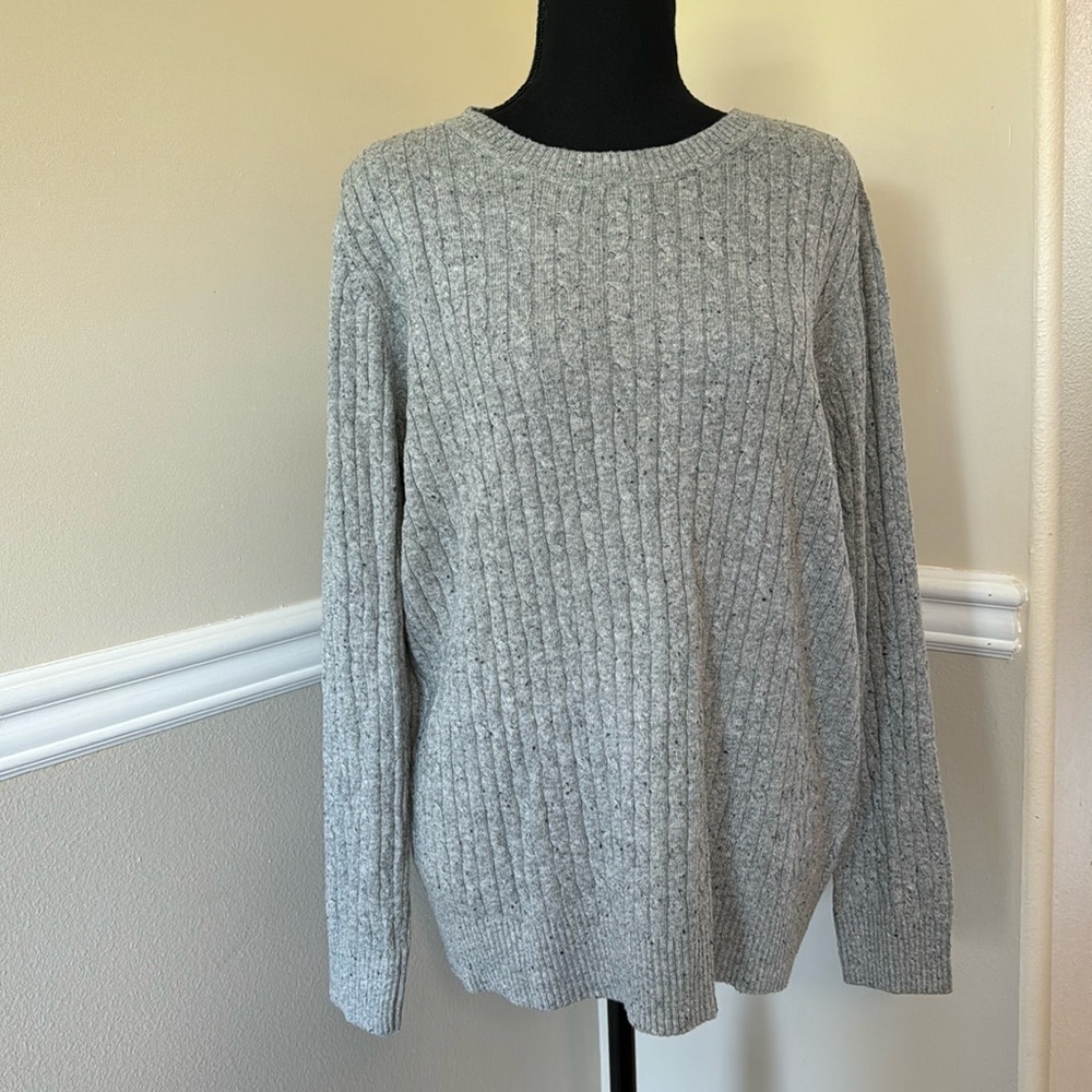 KAREN SCOTT women’s gray pullover cable sweater size 14w